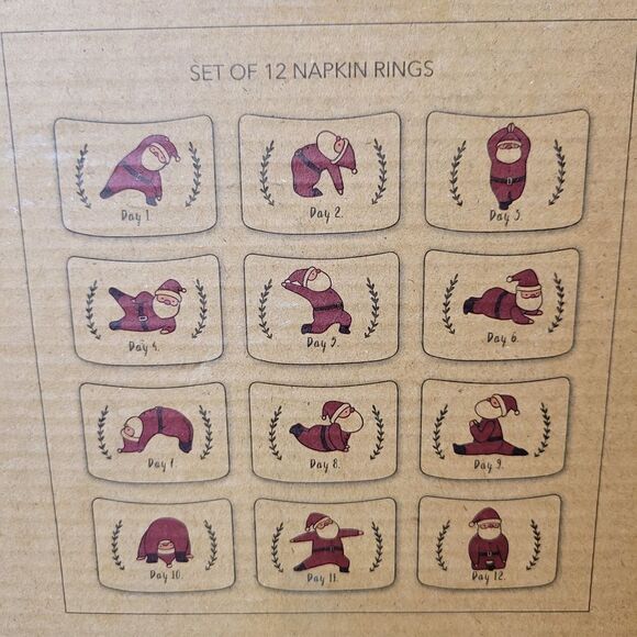 Magenta New Santa's 12 Days of Christmas Yoga Napkin Rings - Picture 5 of 14